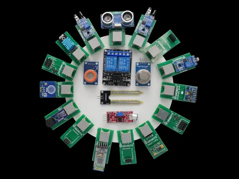 A ring of sensor modules including an ultrasonic distance sensor and a relay